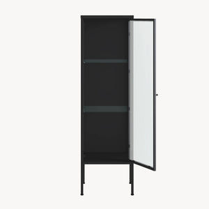 Vitrínová skříň Borshavisa 116x34x30 cm ocel černá [en.casa]