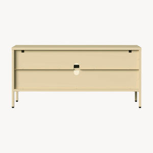Vitrínkový sideboard Klippestad ocel 118x35x55 cm velbloudí barva [en.casa]