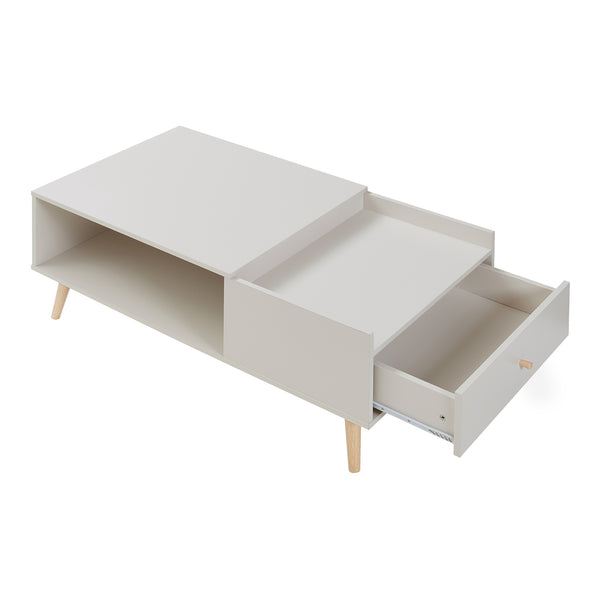 Konferenční stolek Hallevil s šuplíkem 106x59x44 cm Světle šedý [en.casa]