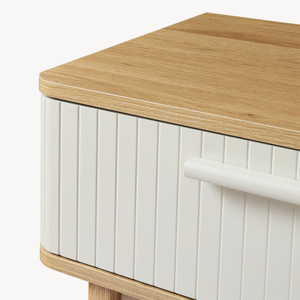 Konzolový stolek Ferrersp se 2 zásuvkami 100x40x80 cm dubový dekor/písková barva [en.casa]