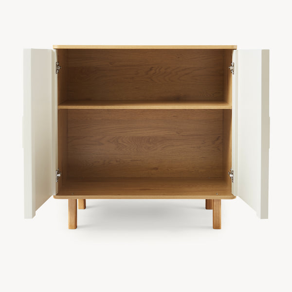 Sideboard Ferrersp s 2 dveřmi 80x80x40 cm dubový dekor/písková barva [en.casa]