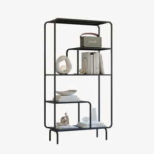 Knihovna Færder ocel 145x76x33 cm černá [en.casa]