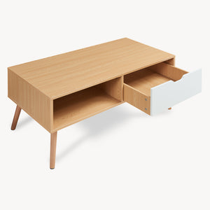 Konferenční stolek Bordkak s šuplíkem 100x48x45 cm dubový dekor/bílý [en.casa]