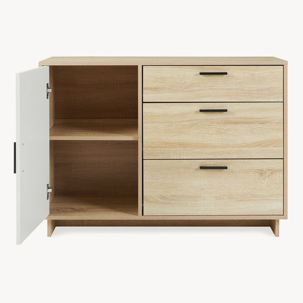 Komoda Kenta 100x35x72 cm Sonoma dubová optika/bílá [en.casa]