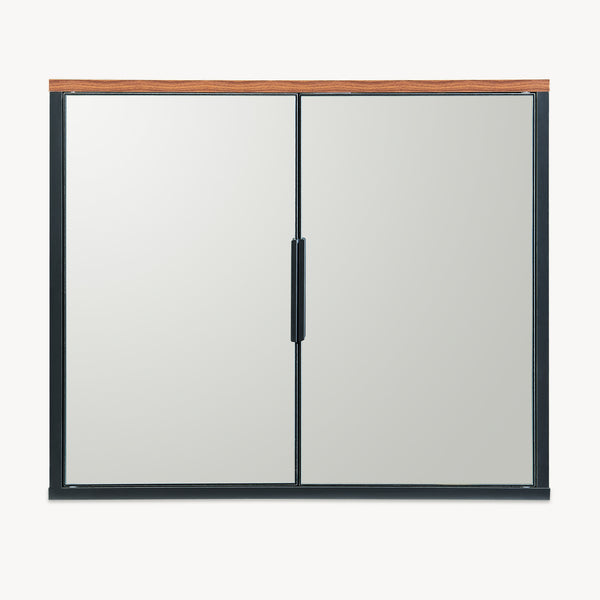 Zrcadlová skříňka Trond 50x60x15 cm Černá/optika ořech [en.casa]