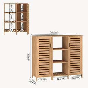 Přístavný skříň Hakseri 2dílný 87x99x33 cm bambus přírodní [en.casa]