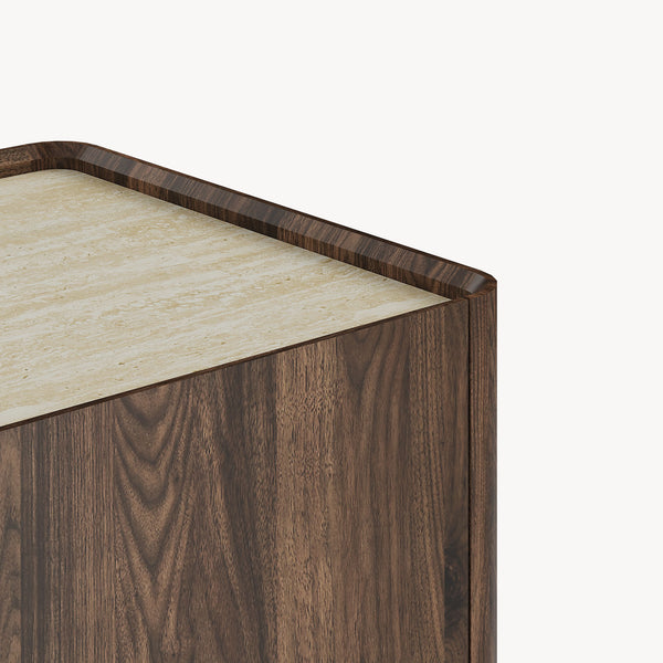 Konferenční stolek Trorlon 100x50x40 cm ořechový vzhled/travertin [en.casa]