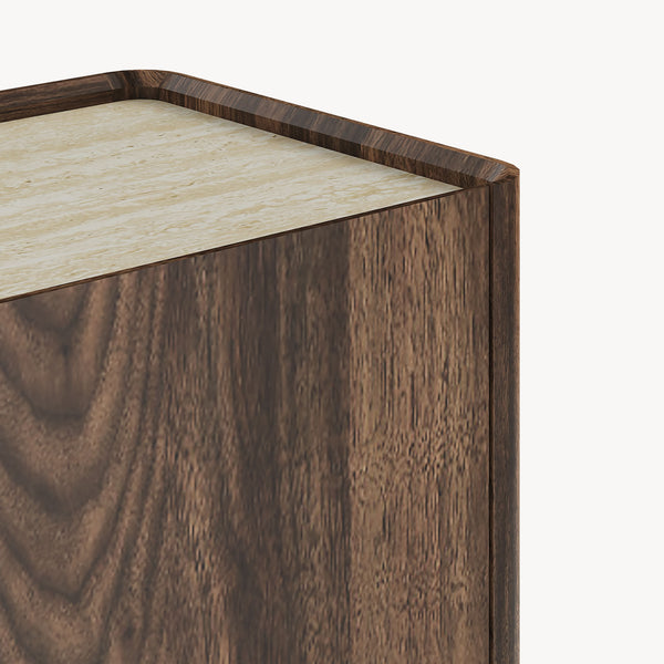 Sideboard Trorlon 160x40x83 cm ořechový dekor/travertin [en.casa]