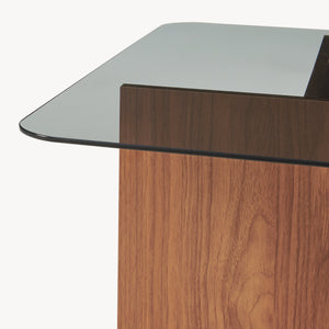 Konferenční stolek Benexjö s skleněnou deskou 70x70x36 cm ořechový vzhled/šedý [en.casa]