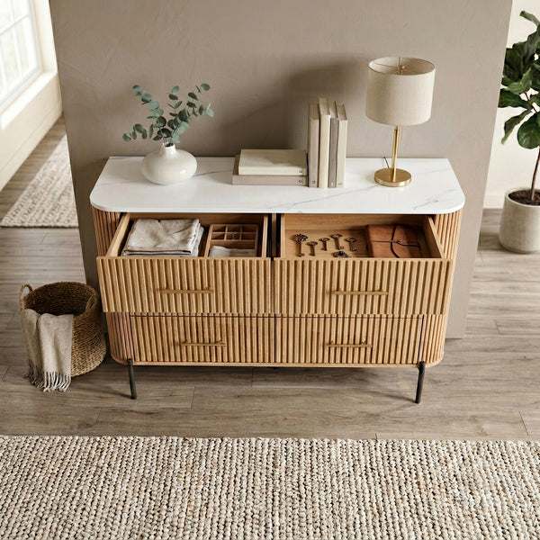 Komoda Kokunse se 6 zásuvkami 120x42x78 cm dubový dekor [en.casa]