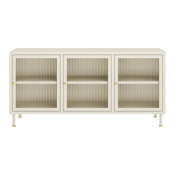 TV skříň Lindau ocel 120x40x59 cm krémově bílá [en.casa]