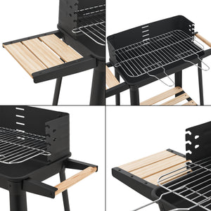 Grilovací vozík Ari 78x86x30cm Černý/Bambus [casa.pro]