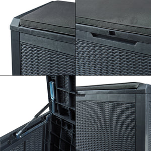 Úložný box Atella 122x54,5x65cm černý, vzhled ratanu [casa.pro]