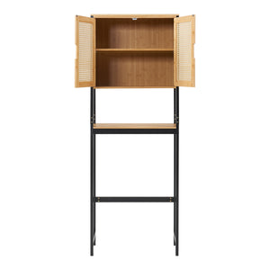 Skříňka na toaletu Tervola 172x63x27 cm Černá/Bambus [en.casa]