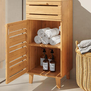 Koupelnová skříňka Epind 75x33x30 cm bambus přírodní [en.casa]