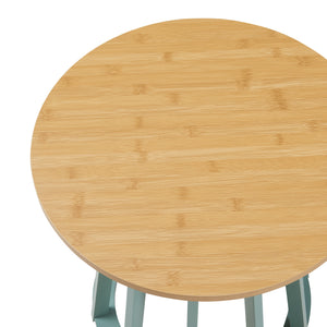 Přístavný stolek Lensuu 48xØ48 cm Pastelově zelený/dub [en.casa]