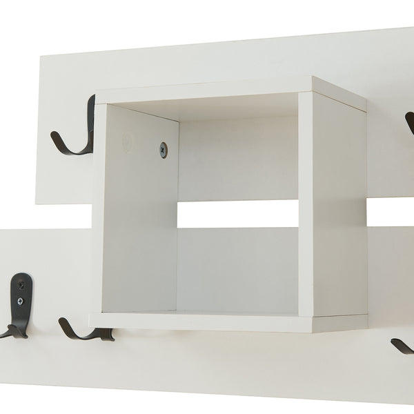 Nástěnná věšáková stěna Vänd s odkládacím prostorem 32x60x14 cm Bílá [en.casa]