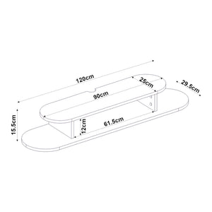 TV závěsný lowboard Targema 120x30x16 cm bílý [en.casa]