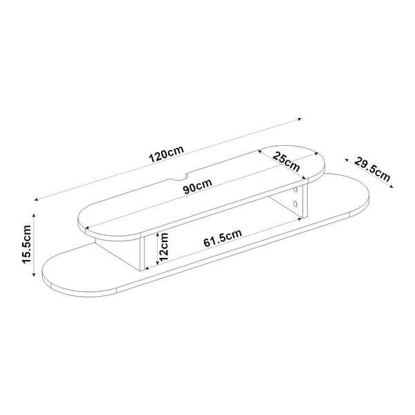 TV závěsný lowboard Targema 120x30x16 cm bílý [en.casa]