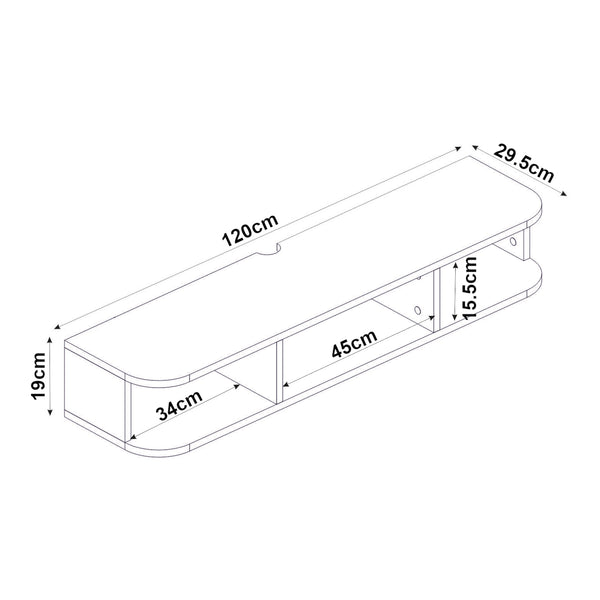 TV závěsný lowboard Oundsvas 120x30x19 cm bílý [en.casa]