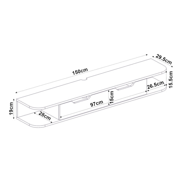 TV závěsná skříňka Karjali 150x30x19 cm dubový dekor [en.casa]