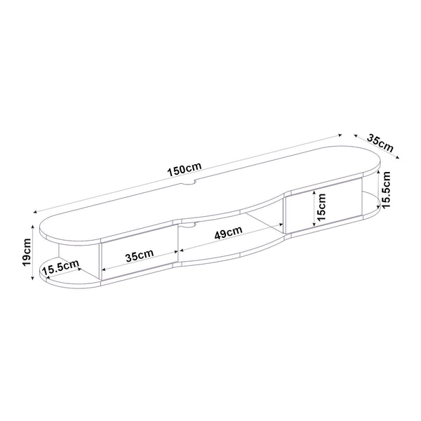 TV závěsný lowboard Nyskiri 150x35x19 cm antracit/dubový dekor [en.casa]