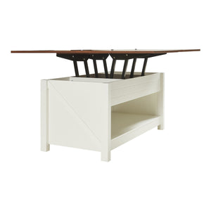 Konferenční stolek Kasama s výklopnou deskou a úložným prostorem 110x55x54 cm ořechový dekor/bílá [en.casa]