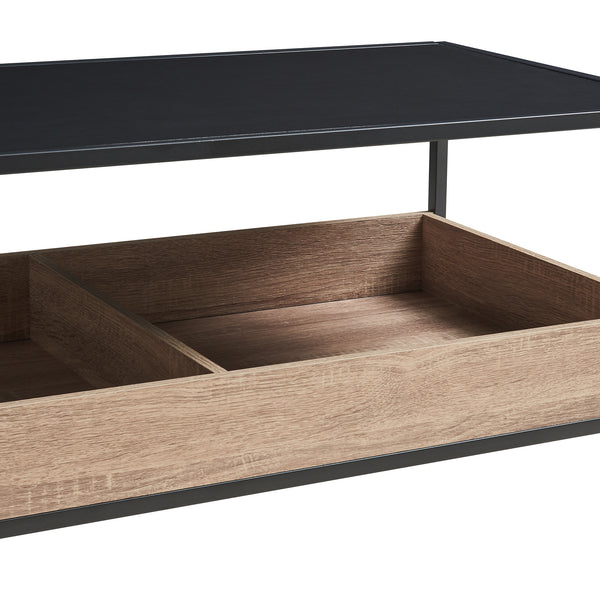 Konferenční stolek Belana 100x48x39 cm Černá/Dubový dekor [en.casa]