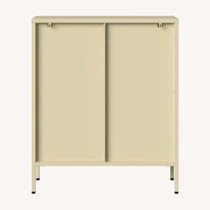 Vitrínková komoda Klippestad ocel 95x80x35 cm velbloudí barva [en.casa]