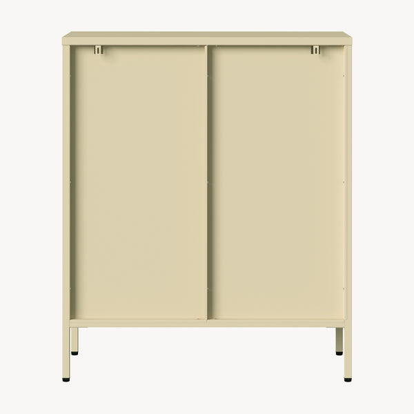 Vitrínková komoda Klippestad ocel 95x80x35 cm velbloudí barva [en.casa]