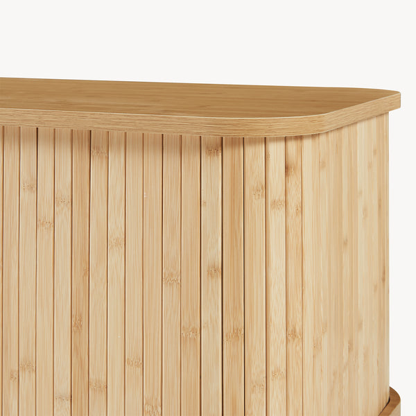 Botník s polštářem na sezení Tvedestrand 50x80x40 cm bambus/bežová [en.casa]