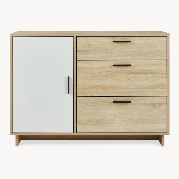 Komoda Kenta 100x35x72 cm Sonoma dubová optika/bílá [en.casa]