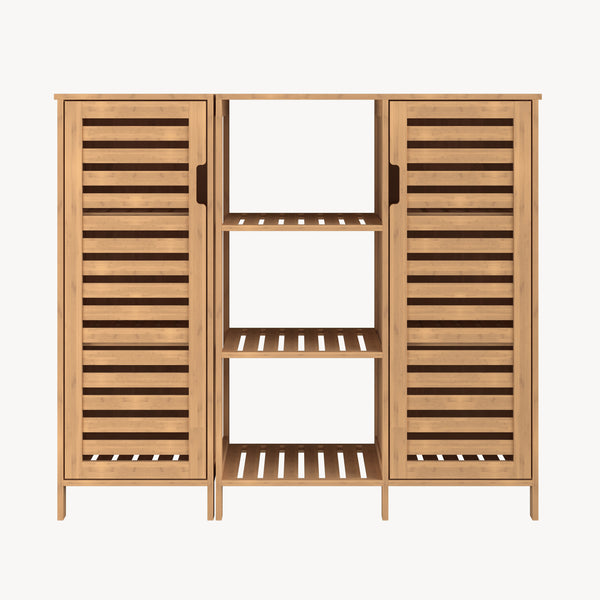 Přístavný skříň Hakseri 2dílný 87x99x33 cm bambus přírodní [en.casa]