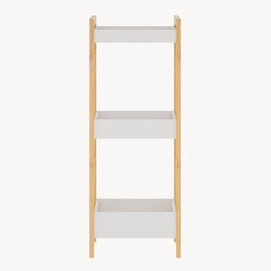 Koupelnový regál Anun s 3 policemi 75x28x20 cm bambus přírodní/bílá [en.casa]