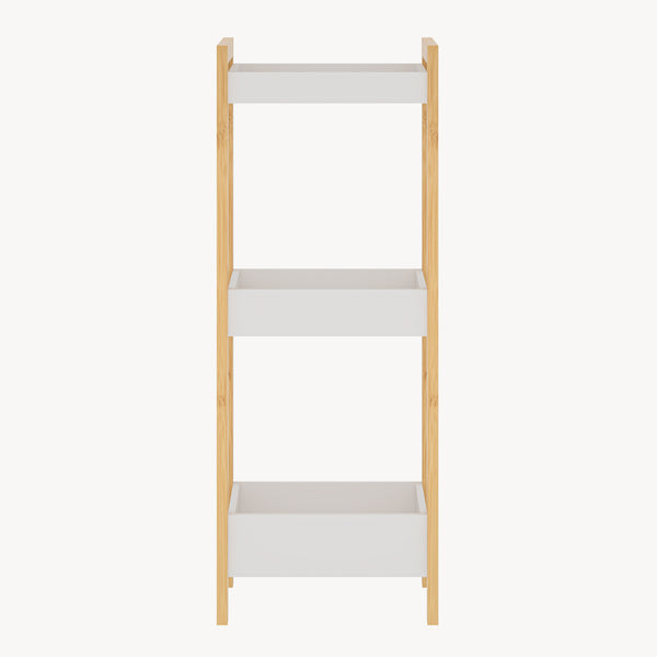 Koupelnový regál Anun s 3 policemi 75x28x20 cm bambus přírodní/bílá [en.casa]