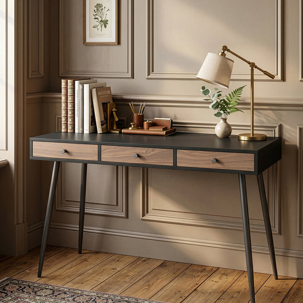 Psací stůl Tumba 115x48x76 cm Černá/optika ořech [en.casa]