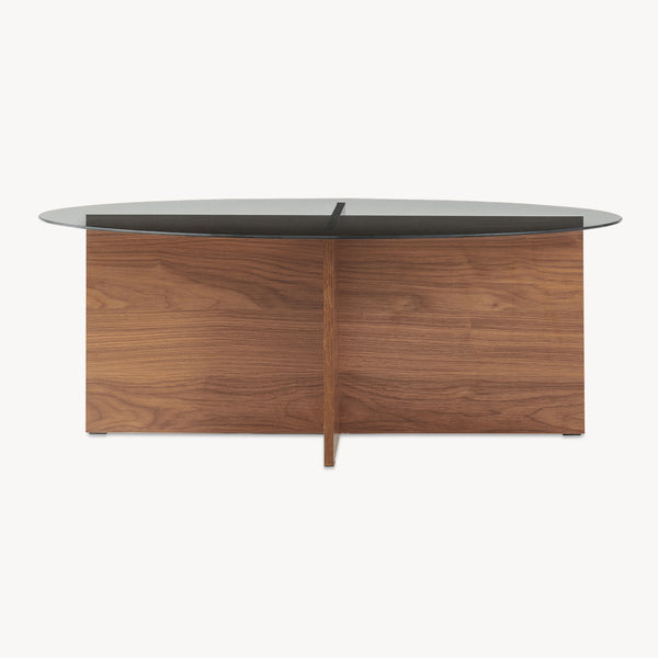 Konferenční stolek Viroya s skleněnou deskou 100x60x36 cm ořechový vzhled/šedý [en.casa]