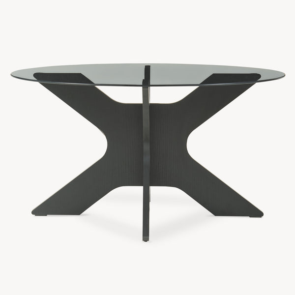 Konferenční stolek Imi s skleněnou deskou Ø70x35 cm Černá/Šedá [en.casa]