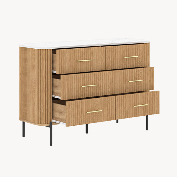 Komoda Kokunse se 6 zásuvkami 120x42x78 cm dubový dekor [en.casa]