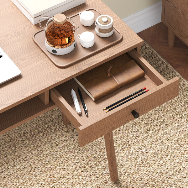 Psací stůl Habo s odkládacím prostorem a zásuvkou 75x115x48 cm ořechový vzhled [en.casa]