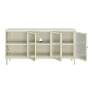 TV skříň Lindau ocel 120x40x59 cm krémově bílá [en.casa]