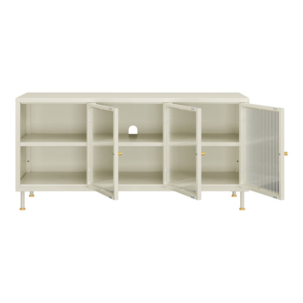 TV skříň Lindau ocel 120x40x59 cm krémově bílá [en.casa]