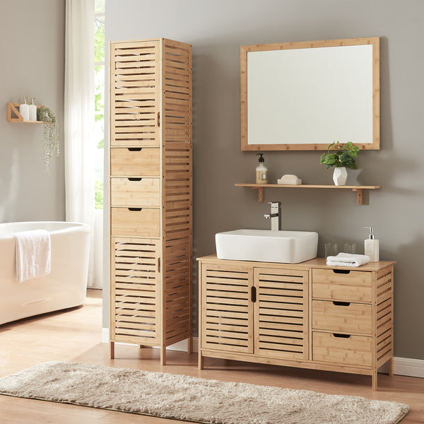 Skříňka pod umyvadlo Boksereys 60x100x35 cm bambus přírodní [en.casa]