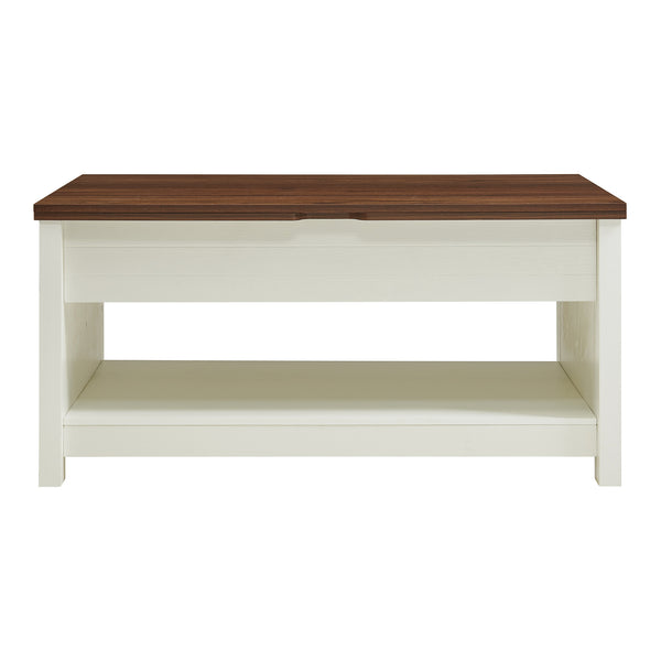 Konferenční stolek Kasama s výklopnou deskou a úložným prostorem 110x55x54 cm ořechový dekor/bílá [en.casa]