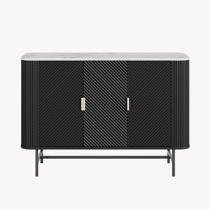 Sideboard Olvehok 110x40x77 cm Černá/mramorový vzhled, bílá [en.casa]