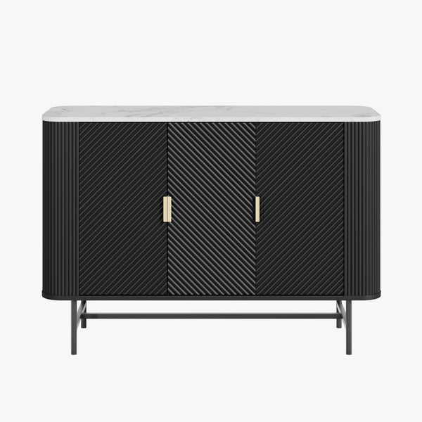 Sideboard Olvehok 110x40x77 cm Černá/mramorový vzhled, bílá [en.casa]