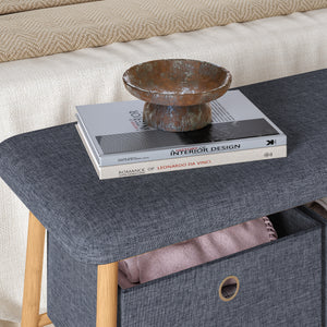 Lavice Vad se 2 úložnými boxy 90x30x45 cm Přírodní/Šedá [en.casa]
