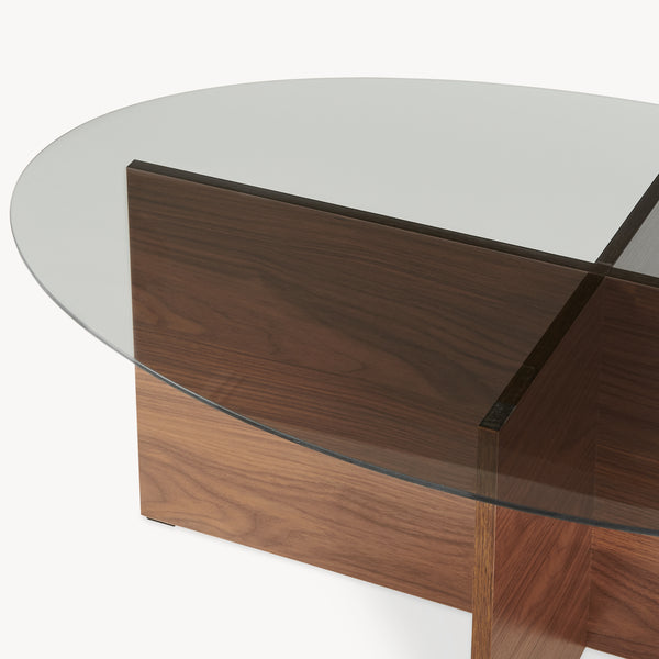 Konferenční stolek Viroya s skleněnou deskou 100x60x36 cm ořechový vzhled/šedý [en.casa]