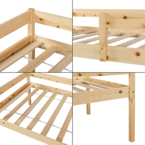 Dvojité dětské postýlka Sonkajärvi s matrací 90x200cm přírodní [en.casa]