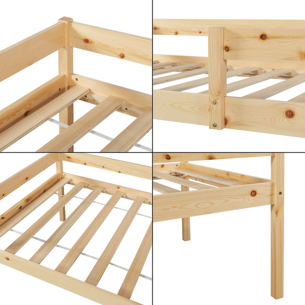 Dvojité dětské postýlka Sonkajärvi s matrací 90x200cm přírodní [en.casa]